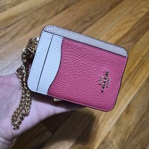 Coach Zip Card Case W Chain Wristlet Wallet